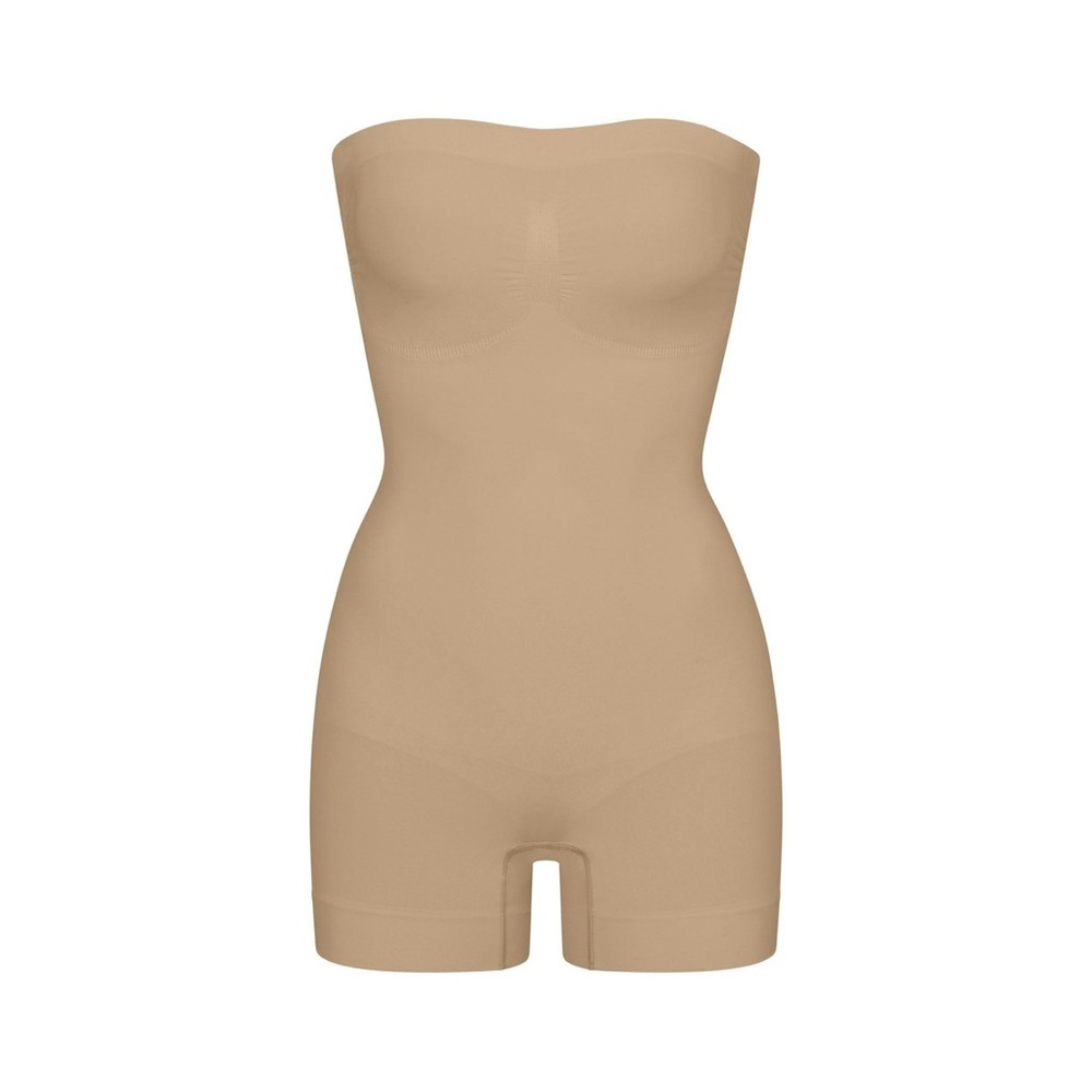 STRAPLESS SHORTIE BODYSUIT - color: clay